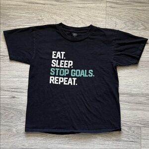 Gildan Black Short Sleeve Tee with White & Teal Text